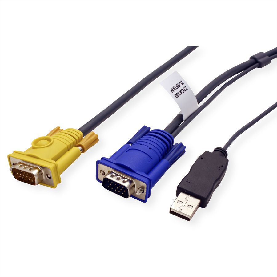 ATEN 2L-5203UP Câble KVM VGA USB (avec convertisseur PS/2-USB intégré), noir, 3 m