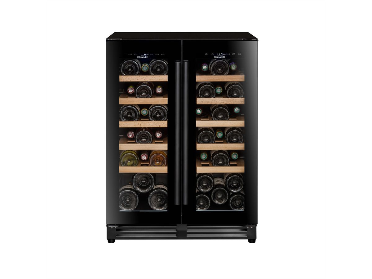 Climadiff Armoire à vin CBU40D1B, encastrable, 2 zones, 40 bouteilles