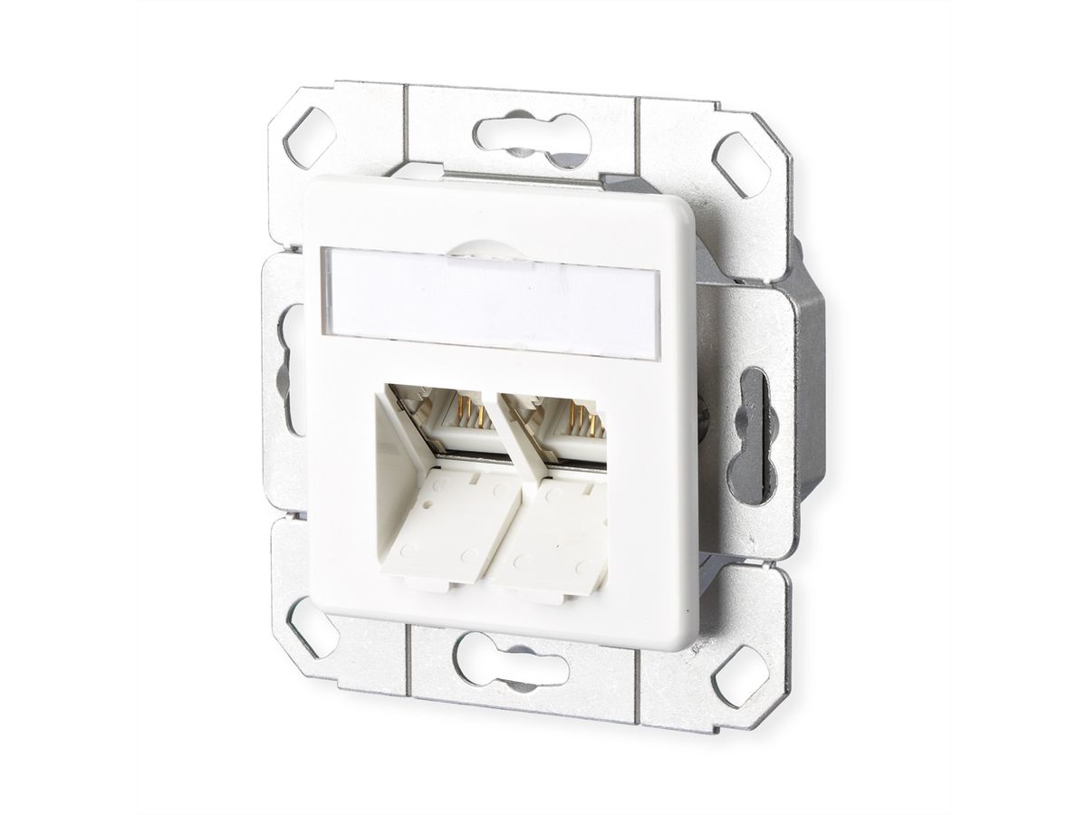 METZ CONNECT E-DAT C6A 2 port encastrement dans les canalisations blanc pur