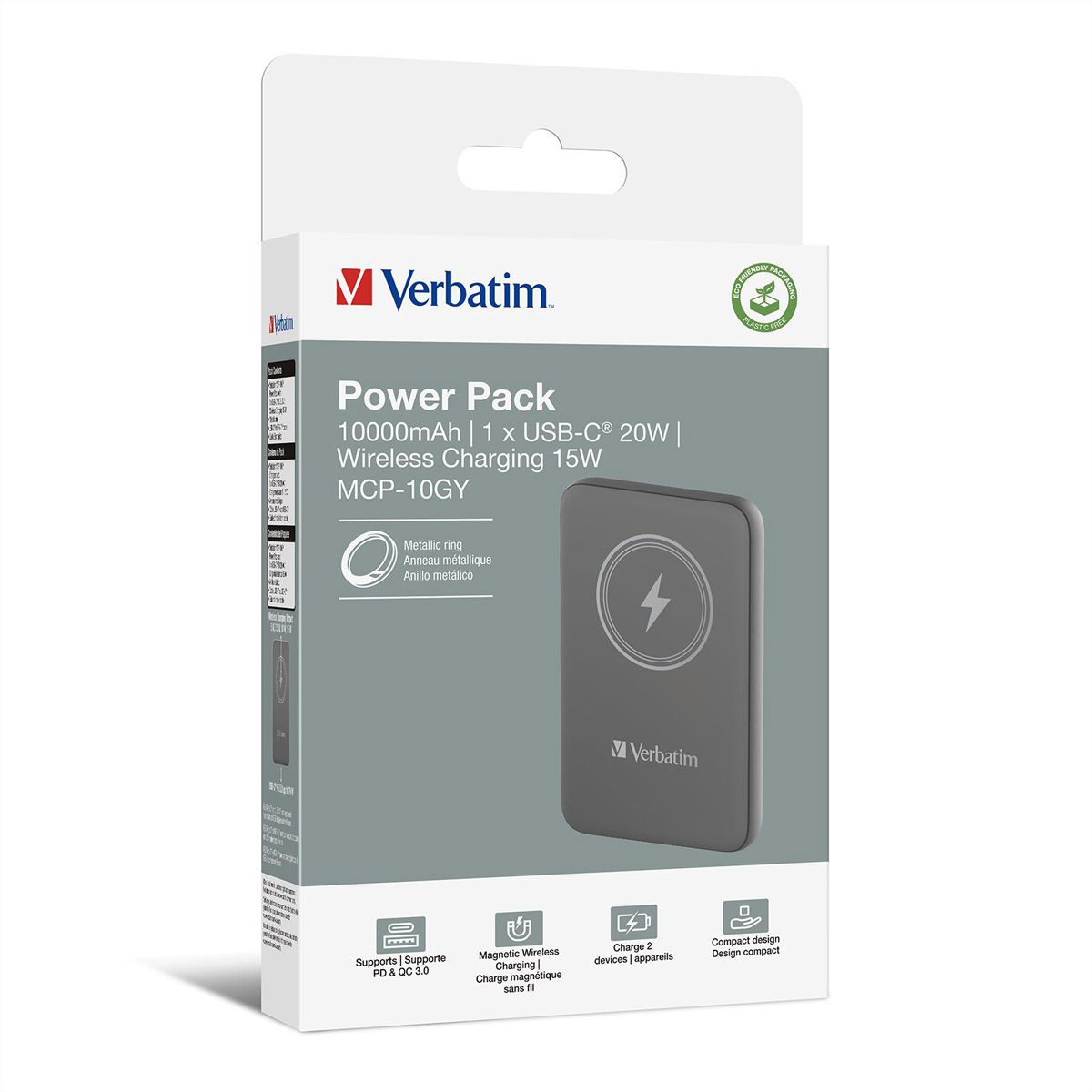 Verbatim Powerbank 10000 mAh Grey, 15W, PD20W, USB-C