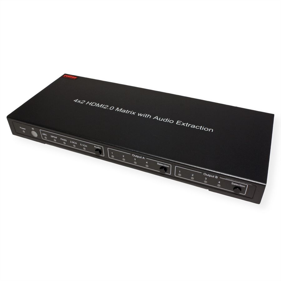 ROLINE 4K HDMI Matrix Switch, 4 x 2, mit Fernbedienung