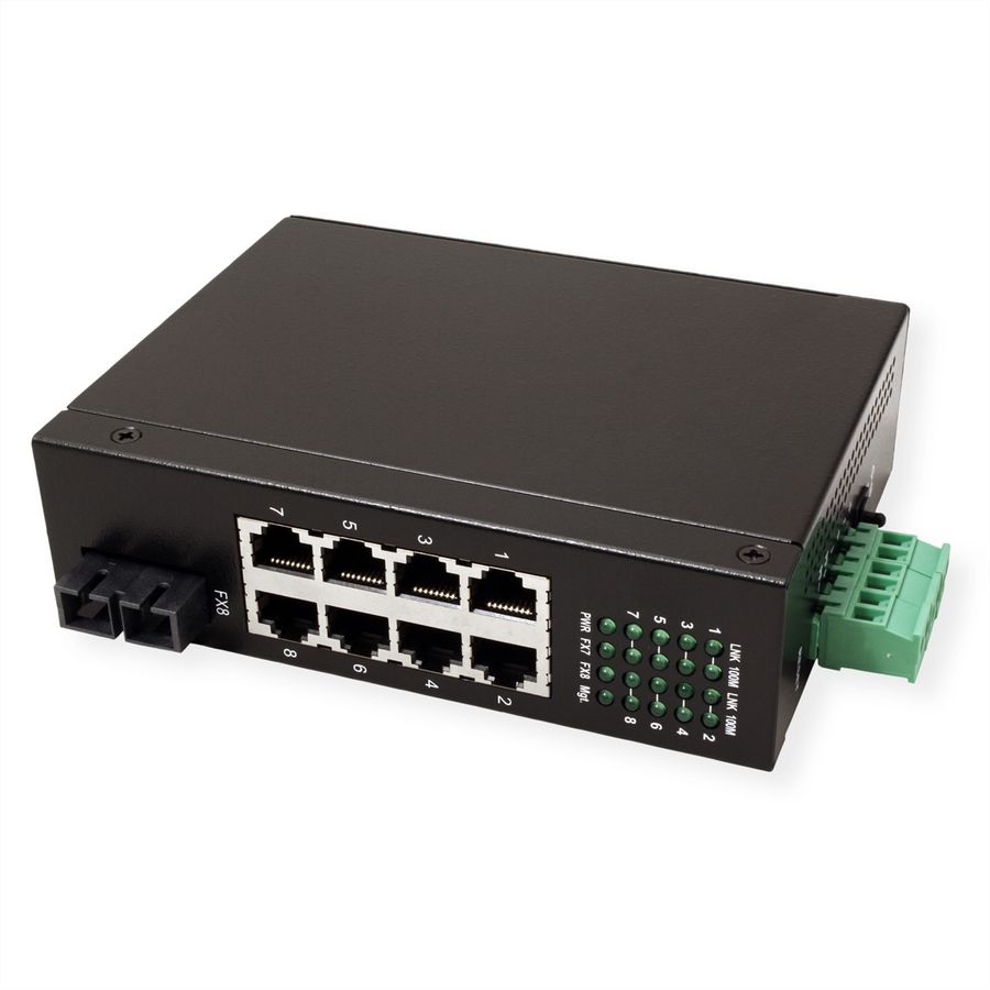 ROLINE Industrie Switch 7x RJ-45, 1x SC, unmanaged