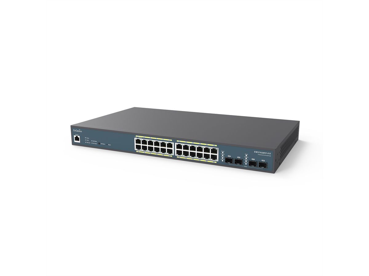 EnGenius EWS7928P-FIT 24-Port Gigabit PoE+ Switch, Administré, 240W avec 4 ports SFP
