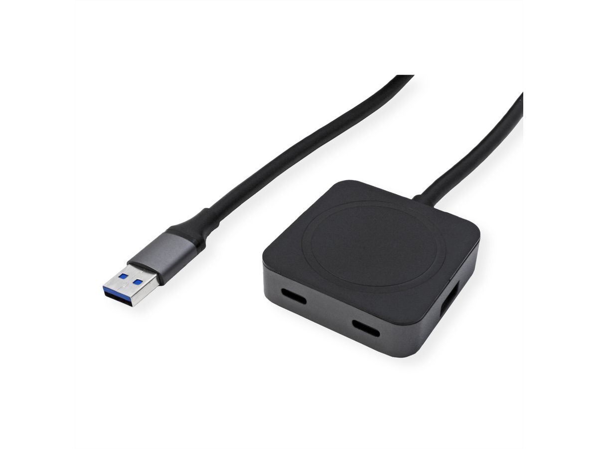 VALUE Hub USB 3.2 Gen1 à 4 ports (2x A + 2x C) avec câble prolongateur, 5 m