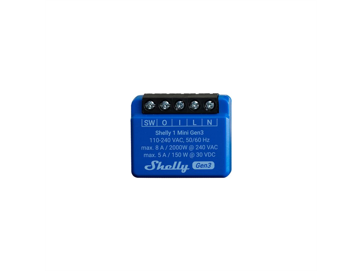 Shelly  Actionneur de commutation 1 Mini GEN 3, (Version New Pack)