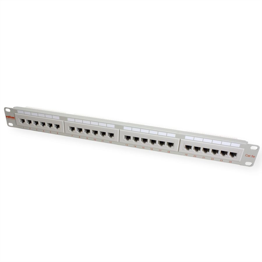 ROLINE Cat.5e (Class D) 19-Zoll-Patchpanel, 24 Ports, UTP, grau