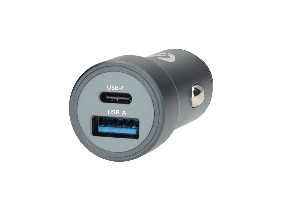 Nedis Auto-Ladegerät 48W, USB-C/USB-A, PD3.0, dunkelgrau