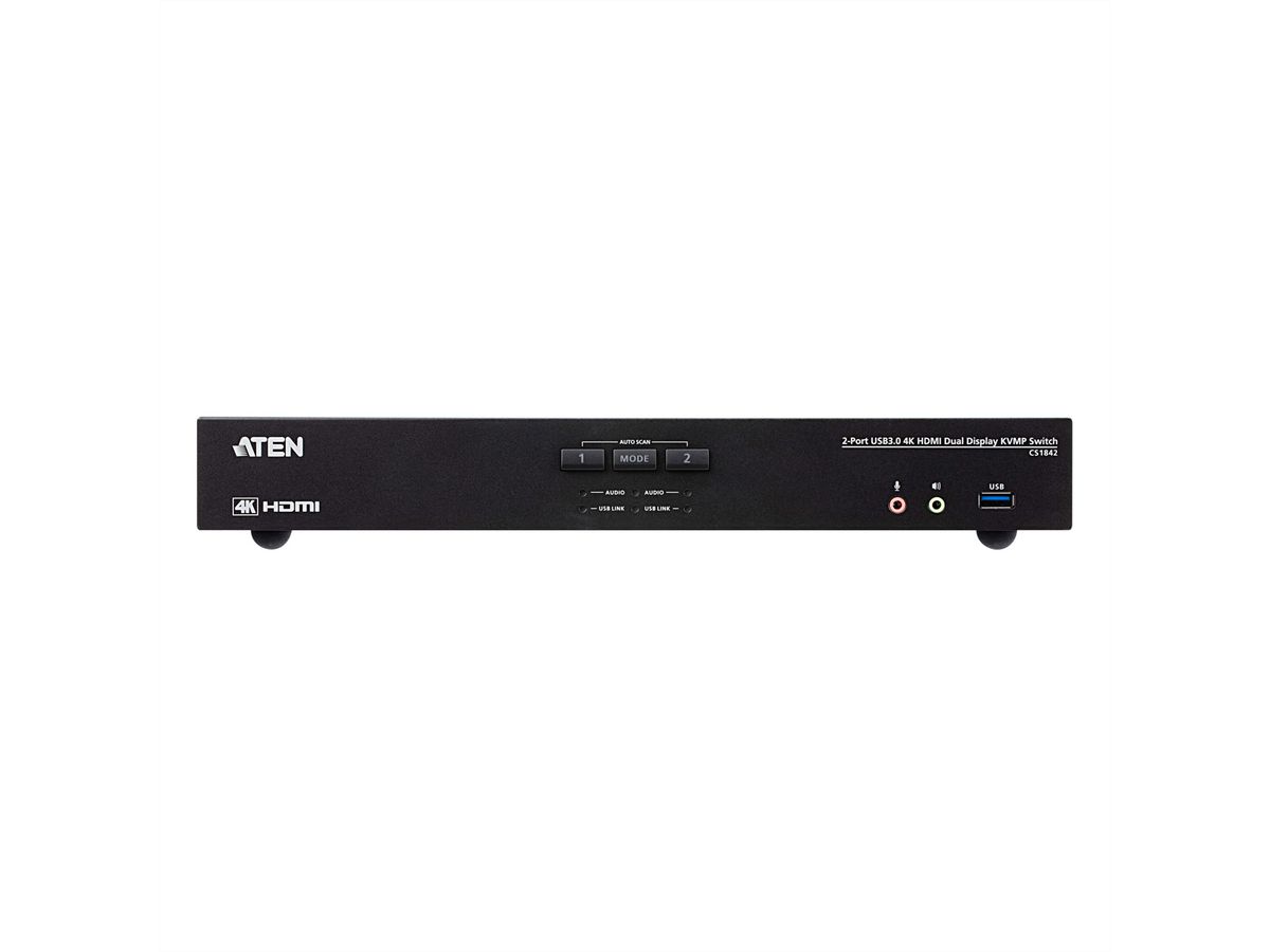 ATEN CS1842 2-Port True 4K HDMI Dual-View KVM Switch mit Audio & USB 3.0Hub