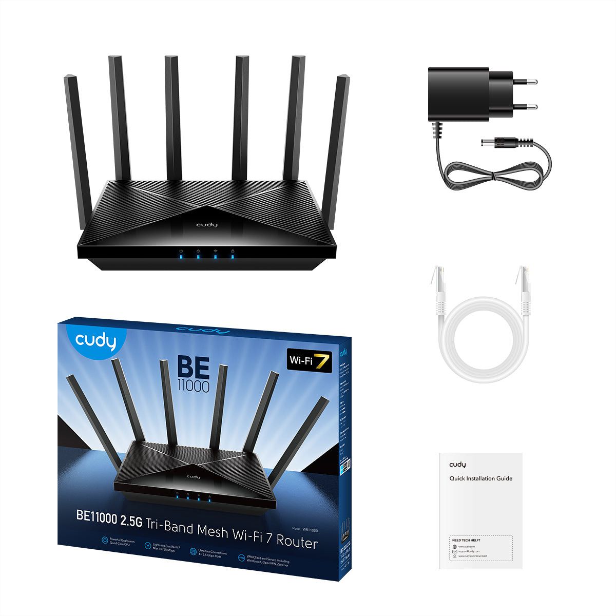 CUDY WR6500H BE6500 Routeur Mesh 2.5G Wi-Fi 7