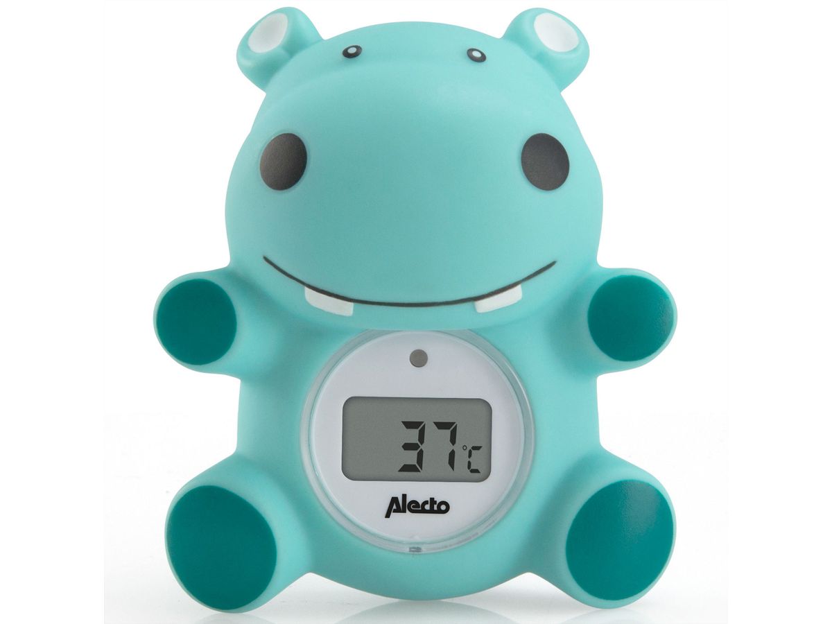 Alecto Baby Badethermometer und Raumthermometer BC-11 Hippo, Nilpferd, grün