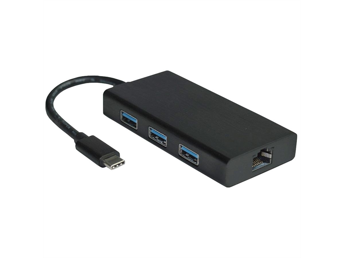 VALUE Convertisseur USB 3.2 Gen 1 type C - Gigabit Ethernet + Hub 3x USB 3.2 Gen 1 Type A