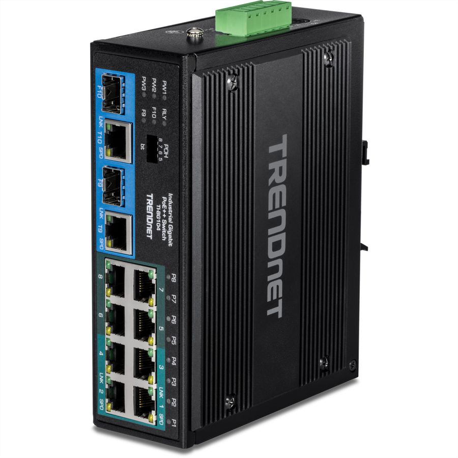 TRENDnet TI-BG104 Switch Rail DIN PoE++ , Gigabit industriel à 10 ports