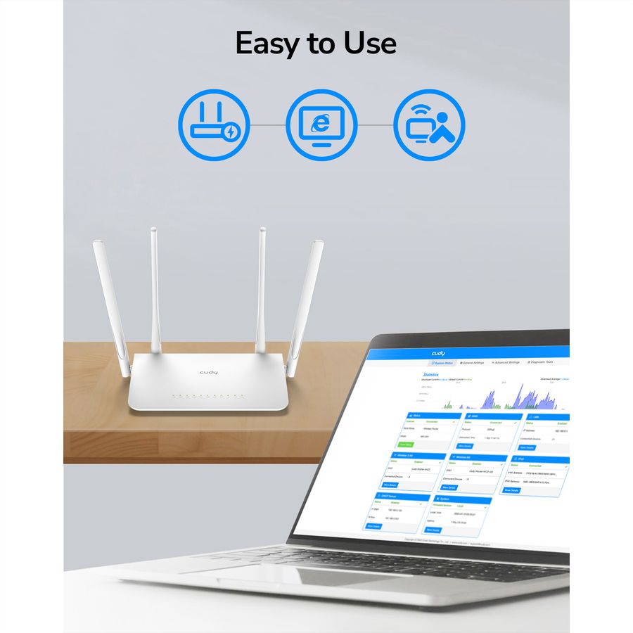 CUDY WR1300 AC1200 Routeur WiFi Mesh, Gigabit