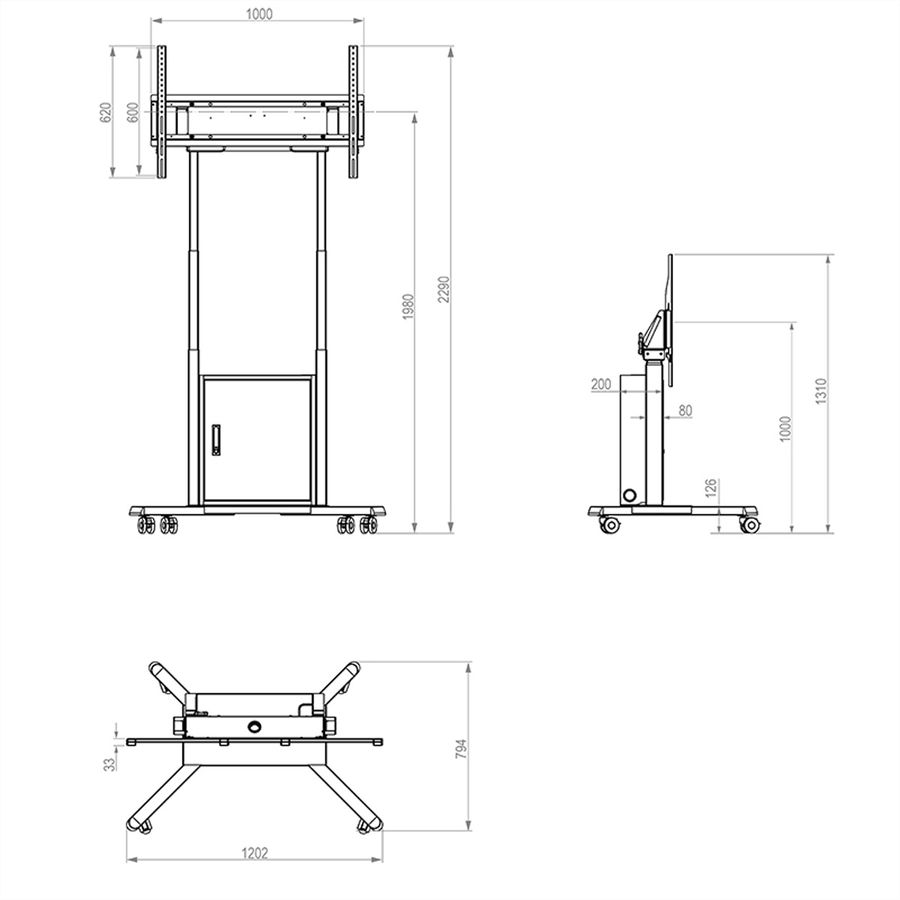 Hagor Système de levage Twin Lift M-B, mobile, réglage en hauteur motorisé