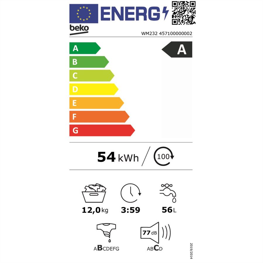 Beko Waschmaschine WM232, 12kg, A, weiss