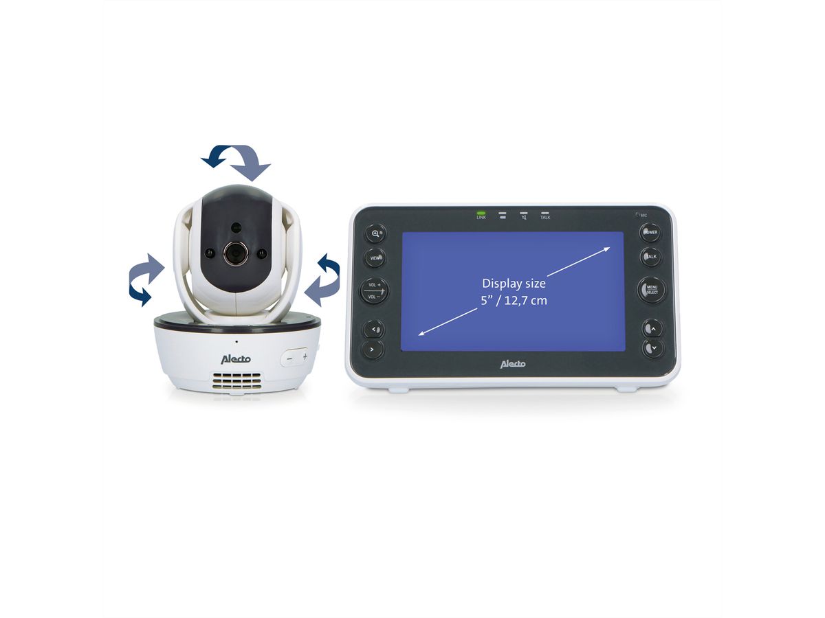 Alecto Babyphone DVM200XL avec caméra, écran couleur 5", blanc