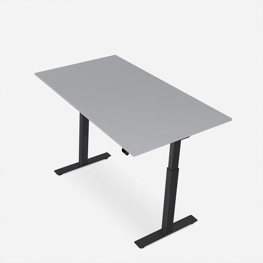 WRK21 Schreibtisch Smart 180 x 80 cm, Höhenverstellbar, Grau Uni / Schwarz