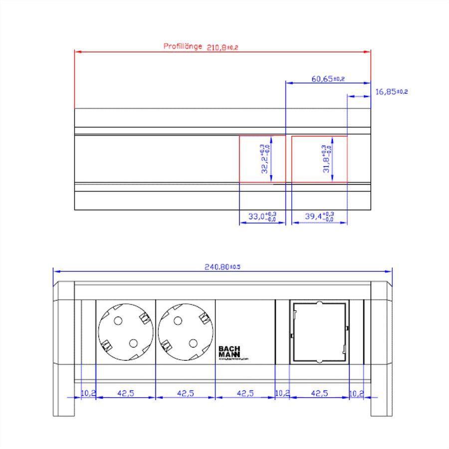BACHMANN DESK 2xCEE7/3 1xCM GST18, noir