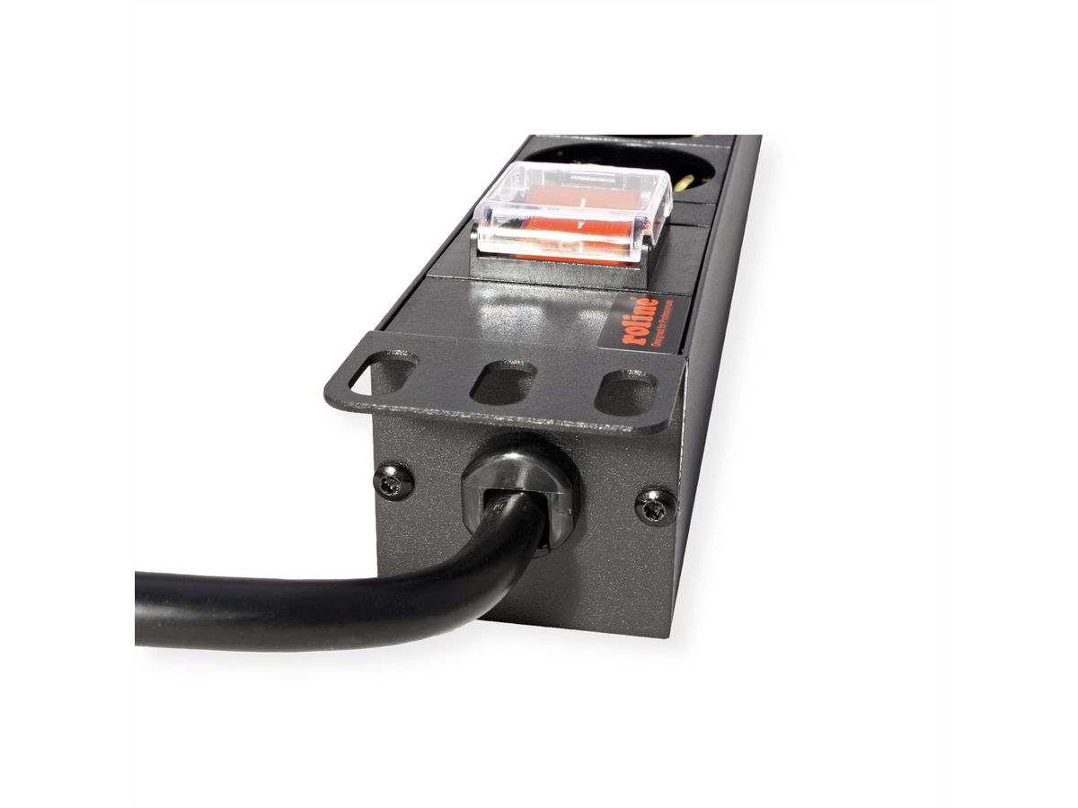 ROLINE 19-Zoll-Steckdosenleiste 8fach, mit Ein-/Aus-Schalter, schwarz, 2 m