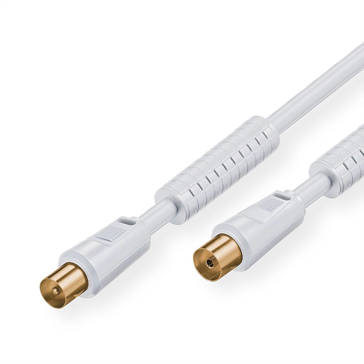 Câble d'antenne avec ferrite M/F, blanc, 5 m