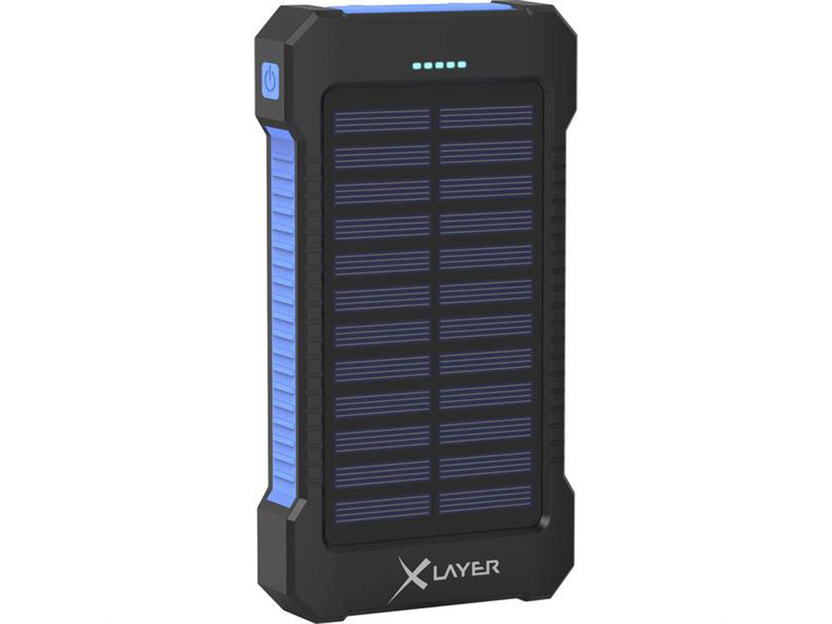 Xlayer Powerbank PLUS Solar, schwarz/blau 8.000 mAh
