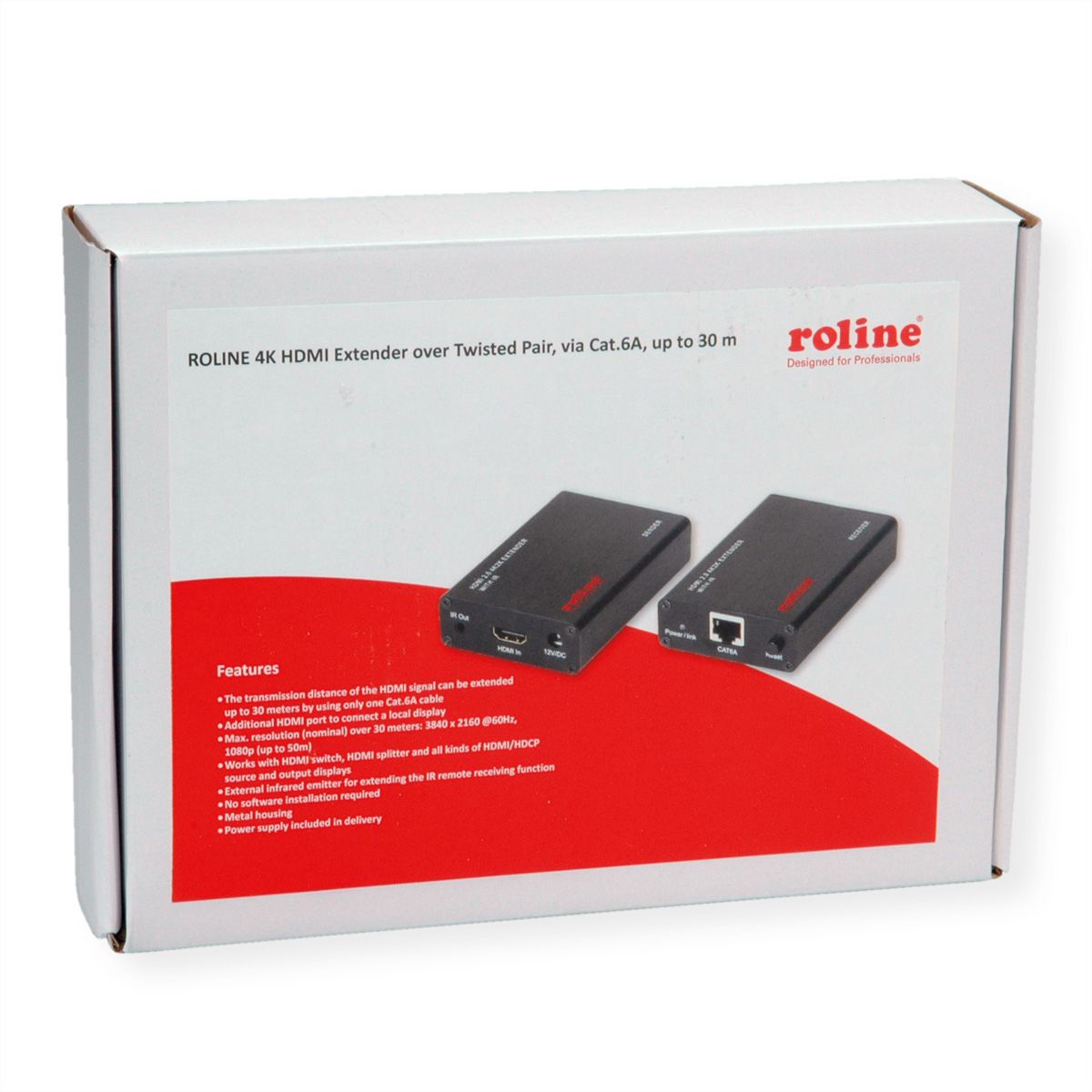 ROLINE HDMI A/V Extender über Kat.6A Kabel, 4K@60Hz, 30 m