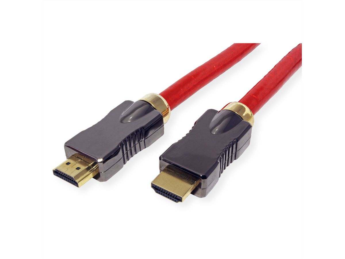 ROLINE Câble HDMI 8K (7680 x 4320) avec Ethernet, M/M, rouge, 1 m