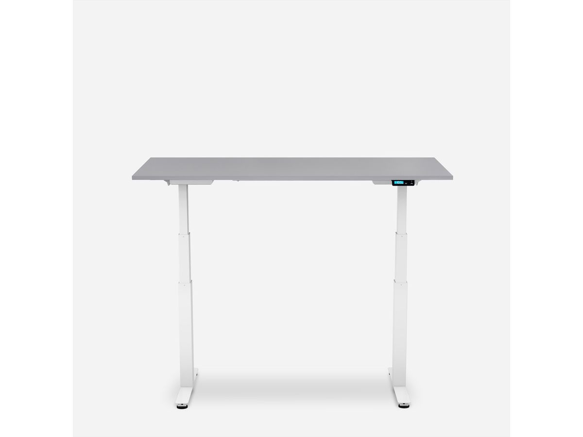 WRK21 Bureau Work 160 x 80 cm, Hauteur réglable, Gris uni / Blanc