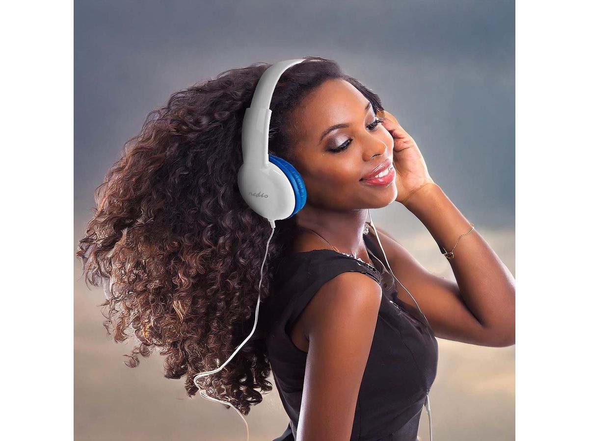 Nedis On-Ear-Kopfhörer mit Kabel, 3.5 mm /Kabellänge: 1.20 m / 82 Db/ Blau