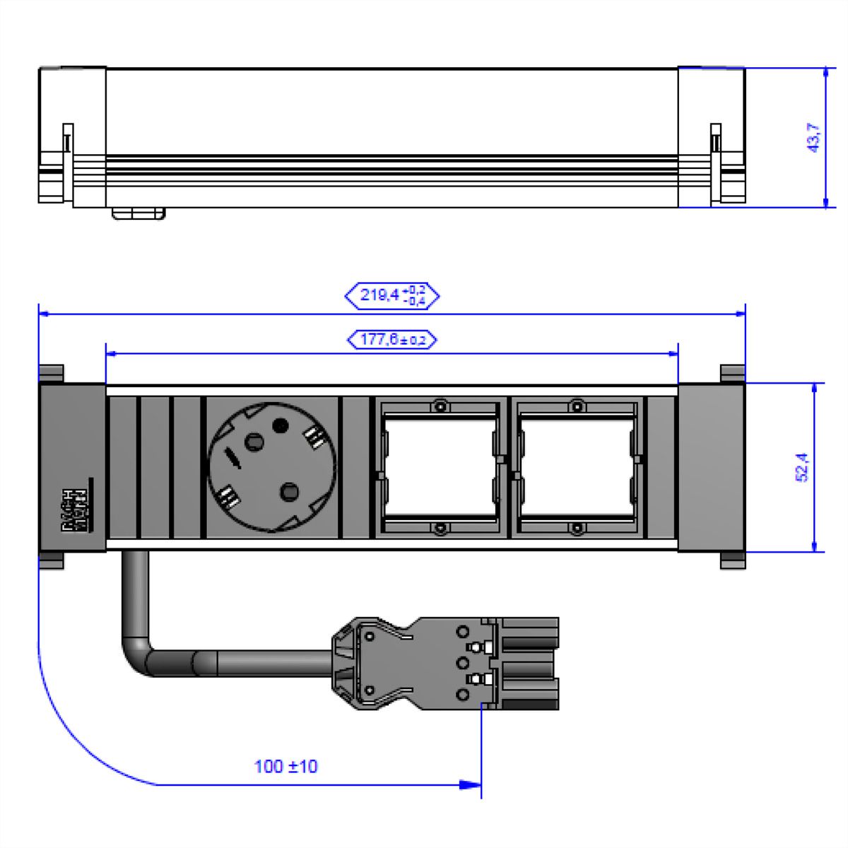 BACHMANN POWER FRAME Small 1x Schutzkontakt 2x ABD
