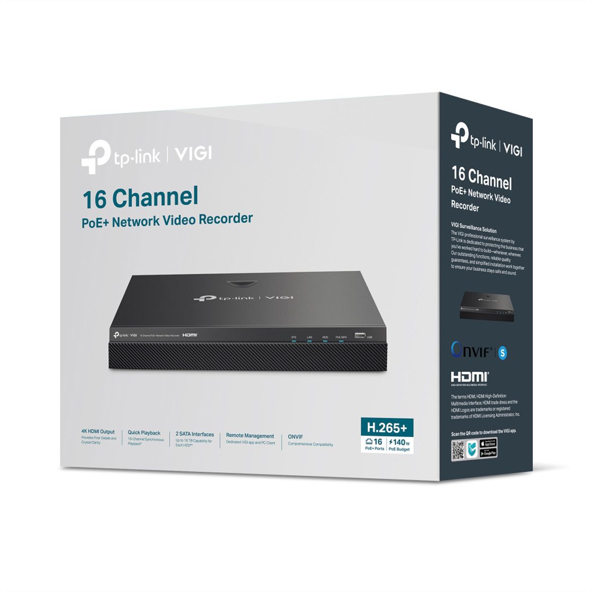 TP-Link VIGI NVR2016H-16MP NVR Netzwerk-Videorekorder 16-CH, 16x PoE