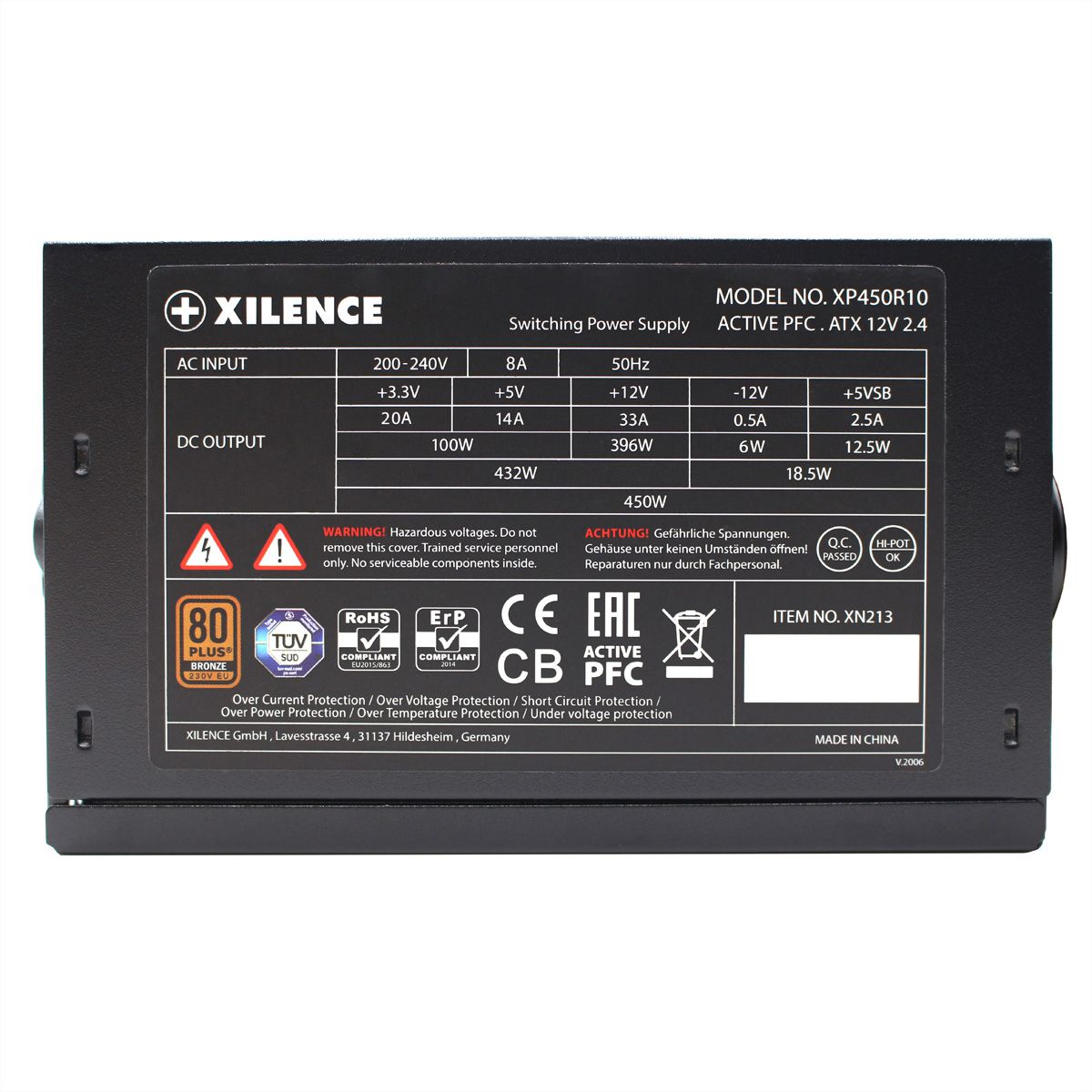Xilence XP450R10 450W Alimentation PC, 80+ Bronze, Gaming, ATX