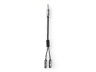 Nedis Stereo-Audiokabel, 3.5mm, 1x ST, 2x BU, grau, 0.2 m