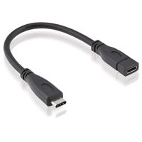 ROLINE Câble USB 3.2 Gen 2 Type C, C-C, M/F, 4K UHD-1, 10Gbit/s, 100W, noir, 0,15 m