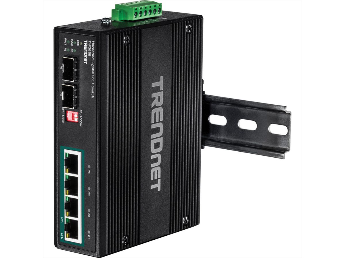 TRENDnet TI-PG62B 7-Port Switch PoE+ 2SFP Industrial Gigabit
