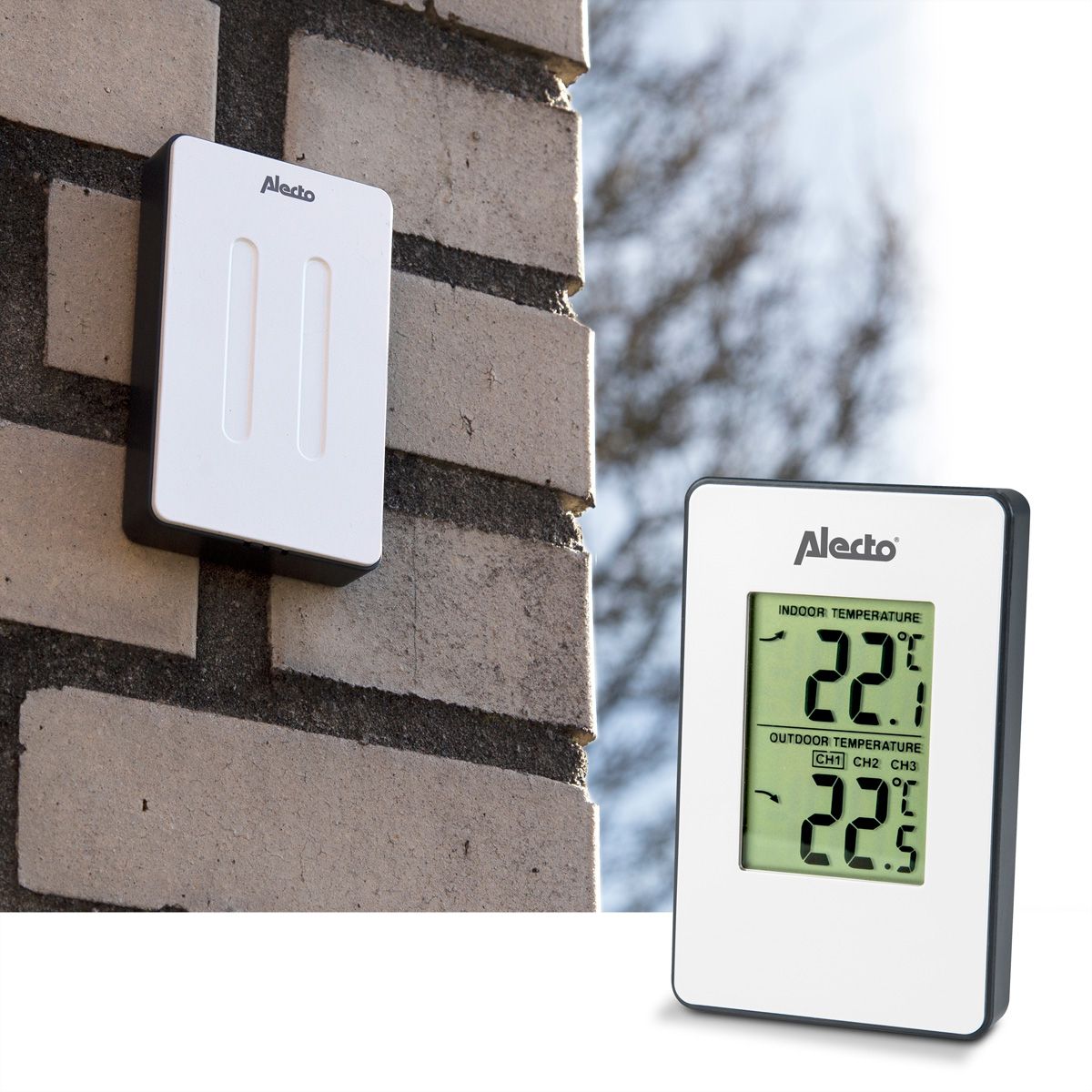 Station météo Alecto WS-1050 blanche, avec capteur extérieur sans fil