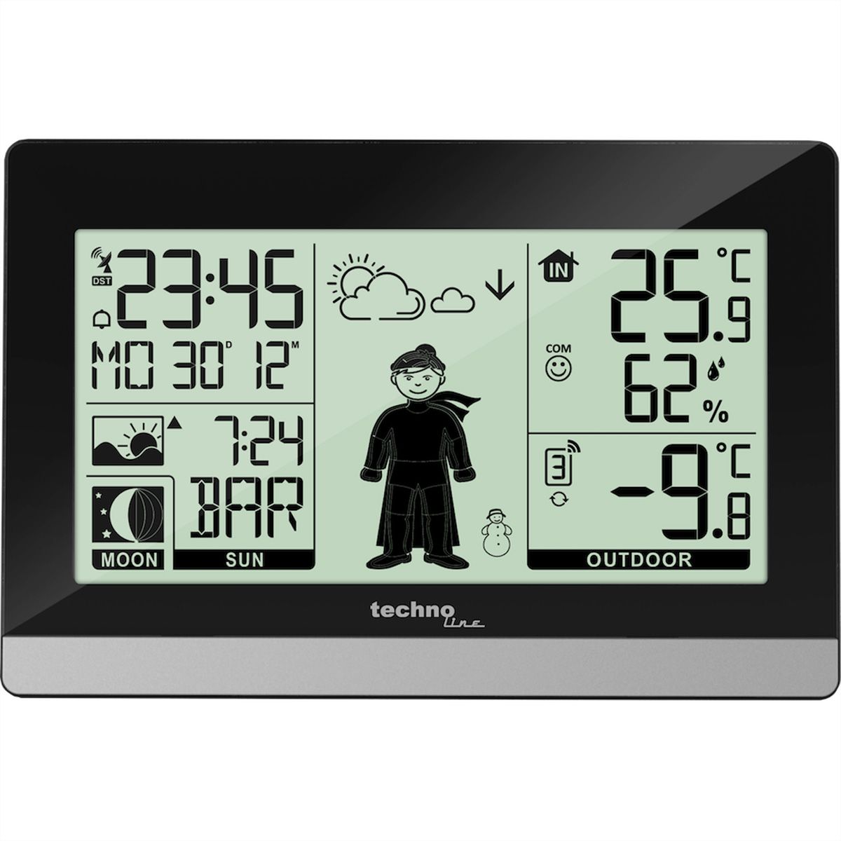 Technoline Wetterstation WS9612 schwarz Wohlfühlindikator, Mondphasenanzeige