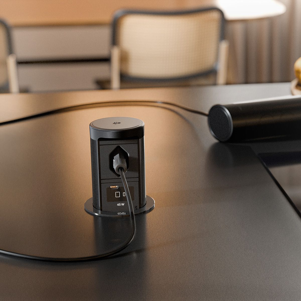 BACHMANN ELEVATOR2 1xCH T13, 1xUSB C Wireless Charger RAL9005 0,5m