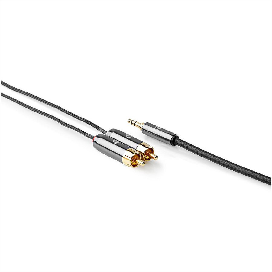 Nedis Stereo-Audiokabel, 1x Klinken ST, 2x Cinch ST, grau, 2 m