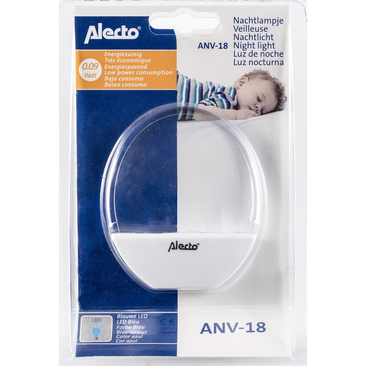 Alecto LED-Nachtlicht ANV-18, weiß/blau