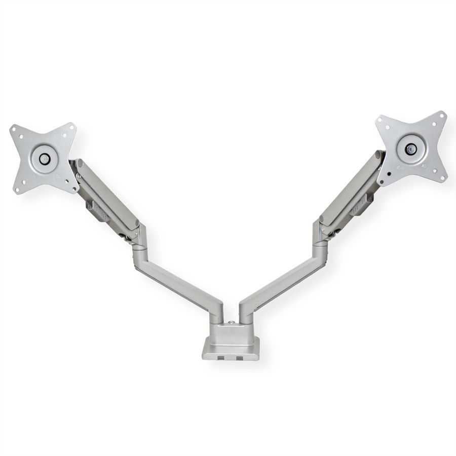 ROLINE Support double LCD, vérin à gaz, 5 articulations, fixation sur bureau, 17-23", jusqu'à 2x 9 kg, argent
