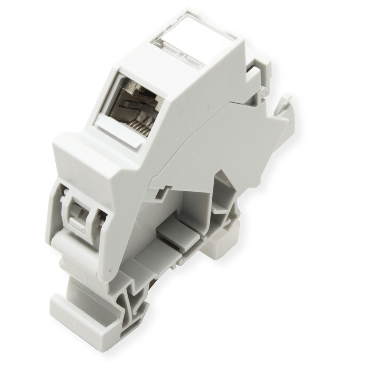 ROLINE Adaptateur de rail DIN pour module Keystone, avec Keystone Cat.6A, blindé, 45°