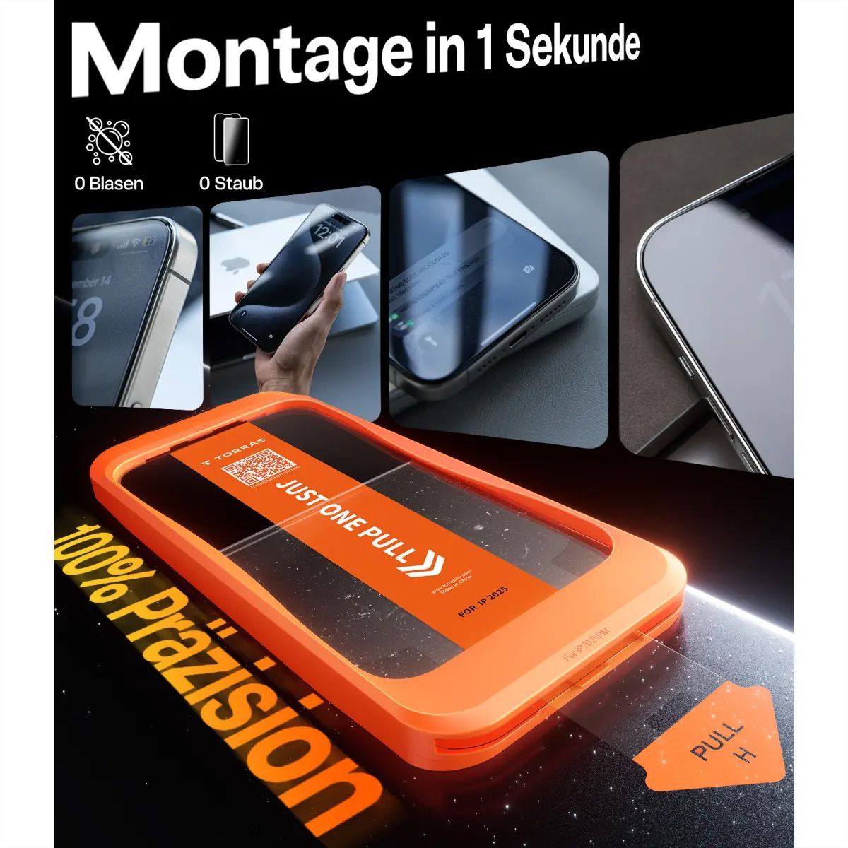 Torras Install Master Displayschutz, iPhone 17, transparent