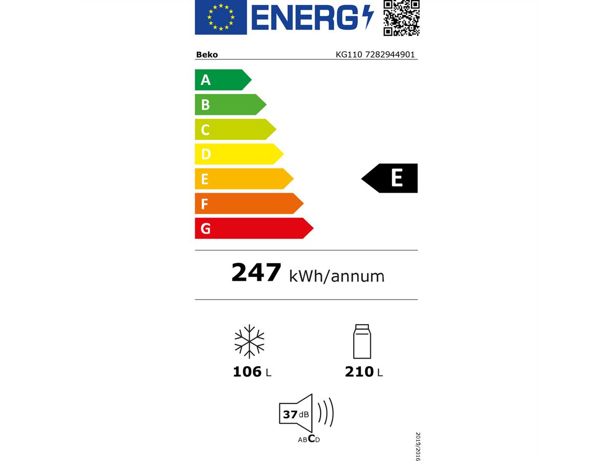 Beko Réfrigérateur-congélateur KG110, 316l, E, Inox