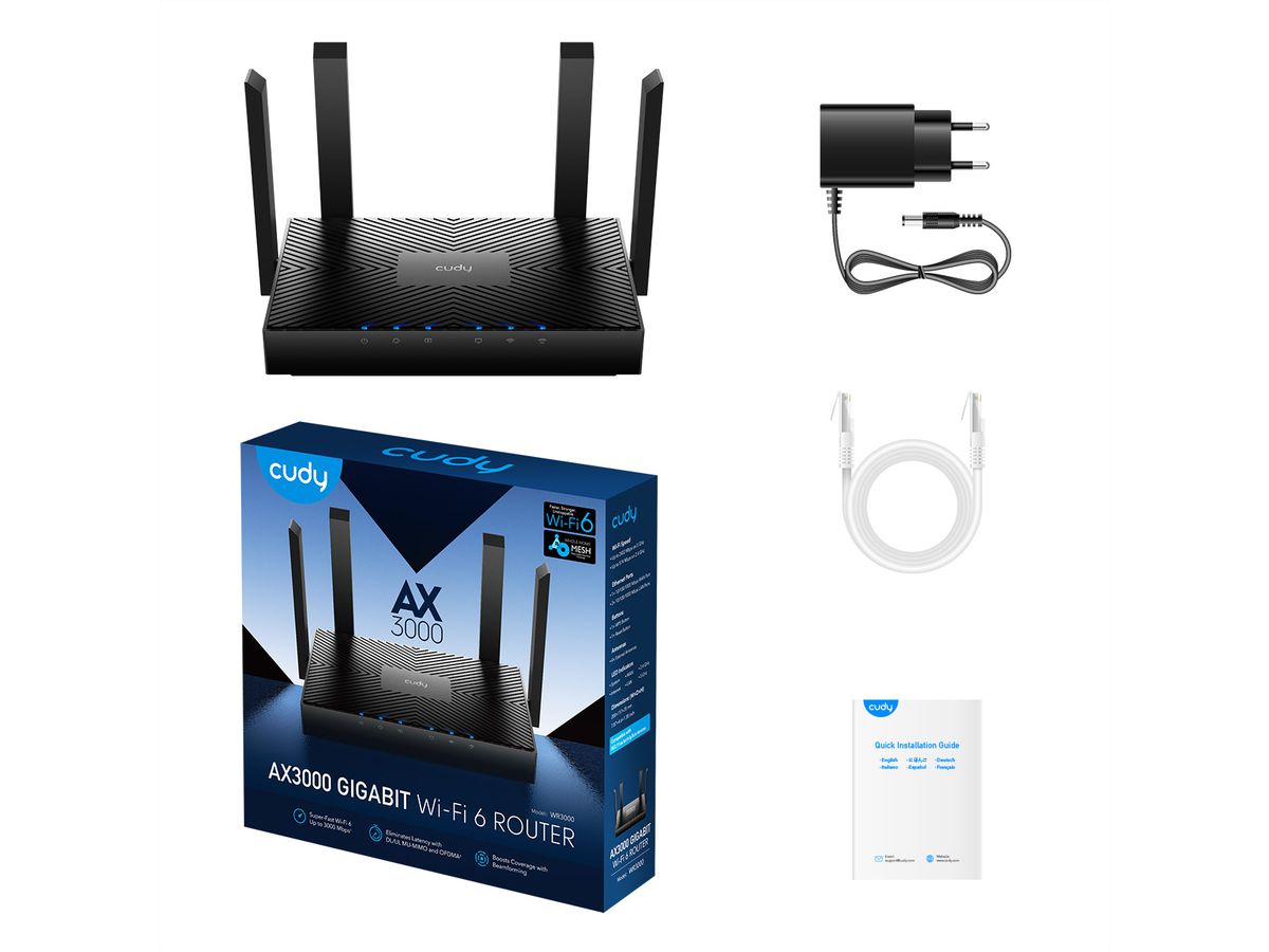 CUDY WR3000 AX3000 Wi-Fi 6 Mesh Router Gigabit
