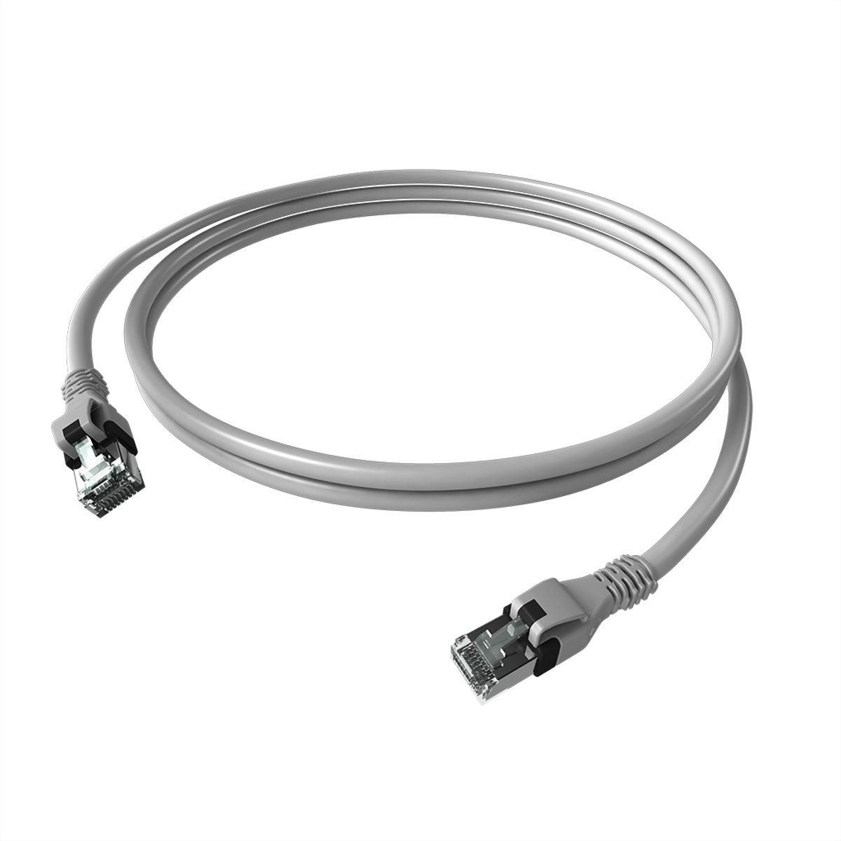 EasyLan DualBoot PushPull IP20 Patchkabel, Cat.6A (Class EA), S/FTP, grau, 0,5 m