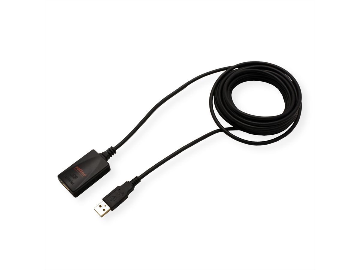 ROLINE USB 2.0 Verlängerung, schwarz, 5 m