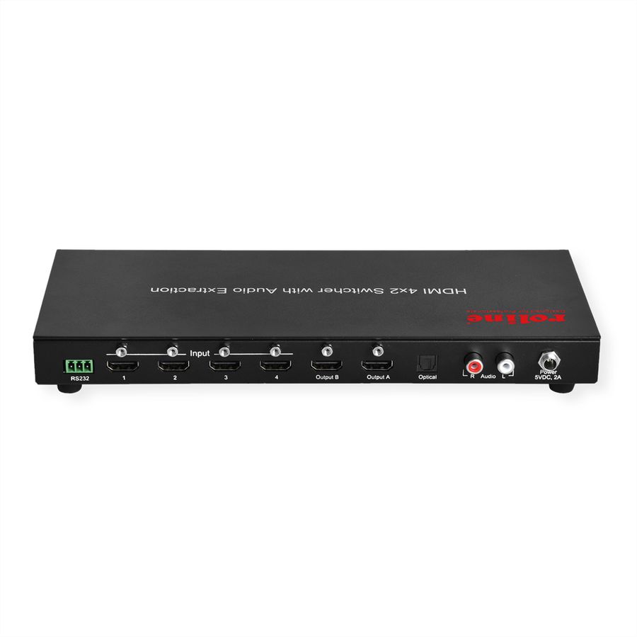 ROLINE 4K HDMI Matrix Switch, 4 x 2, mit Fernbedienung