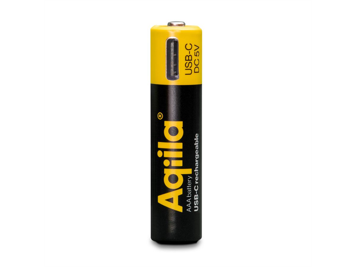 Aqiila USB-C Batterie AAA 4x, 600 mAh, 1,5 V
