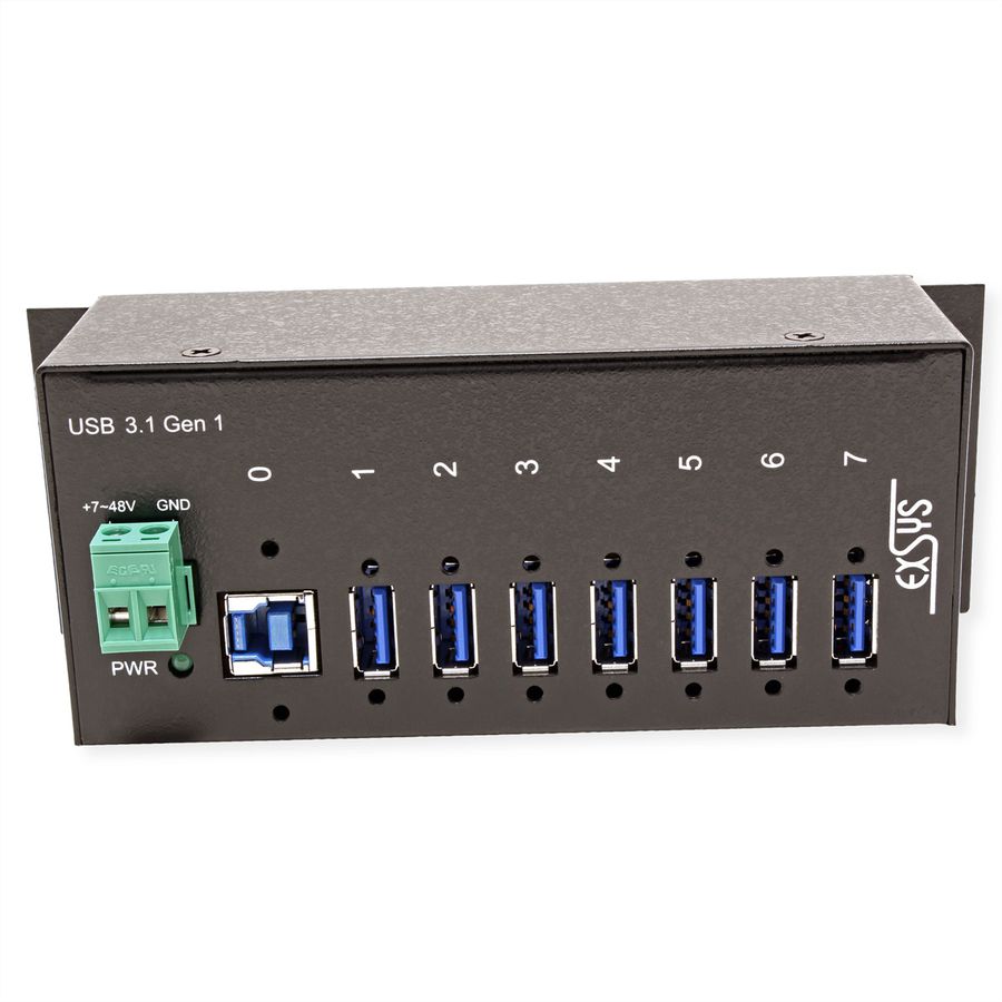 EX-1187HMVS hub USB 3.2 Gen1 à 7 ports, kit rail DIN